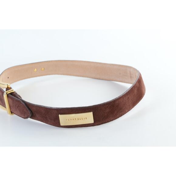 Vintage Perry Ellis Brown Suede Leather Waist Belt Classic Size M - Picture 4 of 16